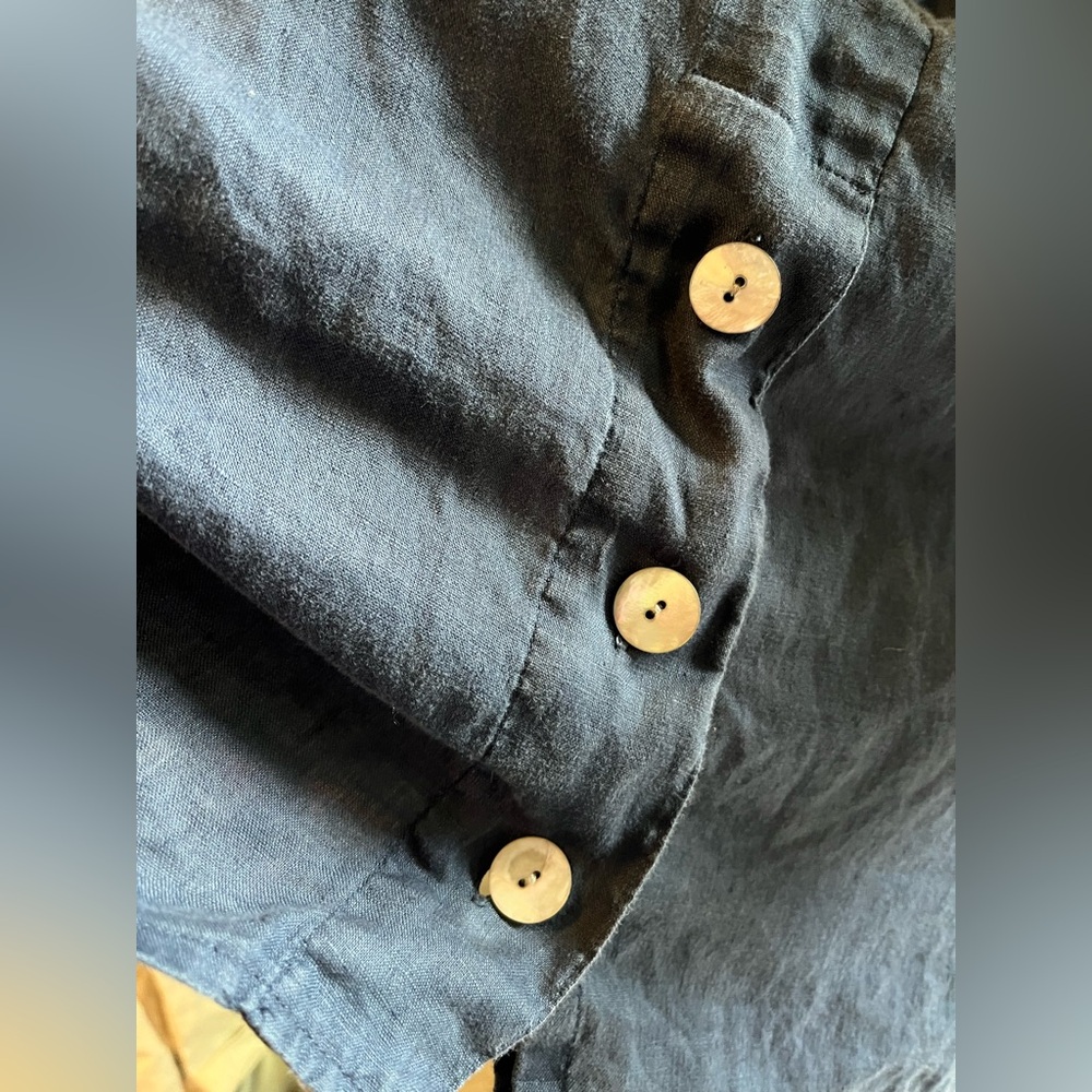 J.Jill linen Navy Blue Button-Down Tunic - Picture 3 of 8